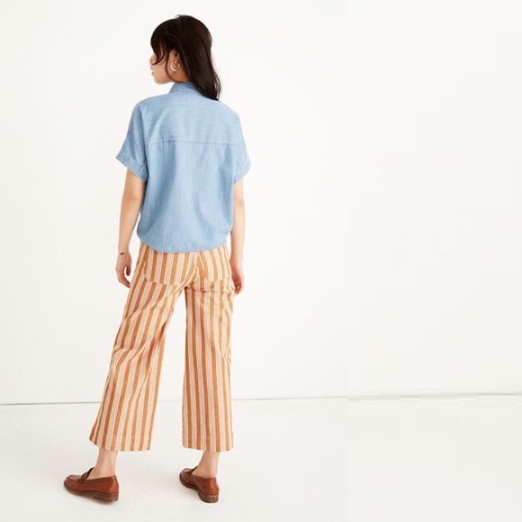 Madewell Denim Short Sleeve Tie Waist Top NWT - Picture 4 of 9